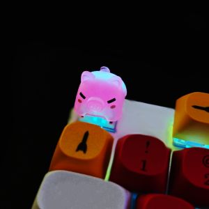 3D Cute Pink Pig Drip Glue Resin Key Cap for Mechanical Keyboard Transparent Cross Shaft Cute Anime Animal Game ESC Keycaps