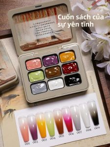 Bộ Sơn Móng Tay Bán Đặc 9 Màu Có Độ Bão Hòa Cao - The Book Of Tranquility Patting Glue Smudge Gel Móng Tay Đóng Hộp Của Ning Jing Zhi Shu