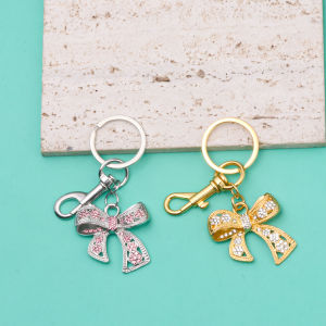 Creative Colorful Diamond Big Bow Bag Pendant Women Gold Pink Phone Keychain Fashion Car Bag Charm Jewelry Mothers Day Gifts