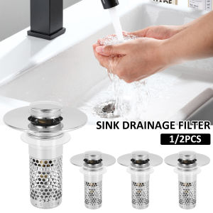4/2PCS Pop Up Sink Drain Filter Stainless Steel Floor Drain Filter Washbasin Plug Anti Odor water pipe Hair Catcher