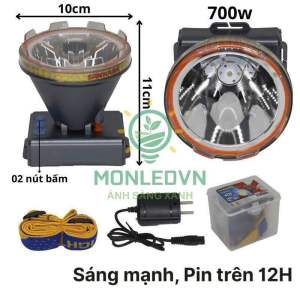 Đèn pin đội đầu chống nước X7 công suất 700W sáng mạnh liên tục trên 12H chiếu xa 400M đến 500M và có 3 chế độ sáng