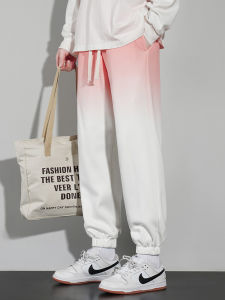 Mens Gradient Color Thin Sports Casual Pants Middle School Students Spring Autumn Long Trousers Comfortable Elastic Waist