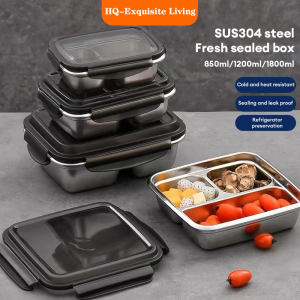 304 Stainless Steel 1800ml Lunch Box Divided Bento Box Student Workers Lunch Food Storage