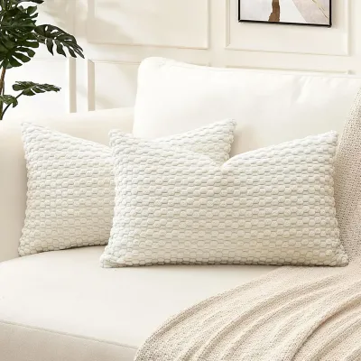 Rectangle Pillowcases 30x50CM Solid Color Decorative Throw Pillow Cover Corduroy Pillowcase for Couch Living Room Dark Green