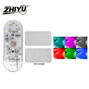 ZHIYU LED Car Mini Touch Light USB Charging Portable Auto Roof Ceiling Reading Night Lamp Wireless Car Decoration Ambinet Light
