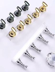 5pcs Nail Art Gel Polish Practice Display Stand Chess Board Magnetic Tips Chess Practice Holder Set
