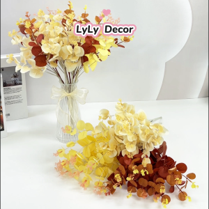 Cụm Lá Táo màu 12 nhánh Bó Hoa Cắm Giỏ Trang Trí Tiệc. Hoa Lụa Decor