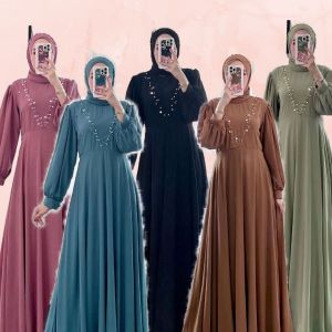 NEW Vika Dress Terbaru 2022 Mutiara Ceruty Full Furing Gamis Kondangan Mewah Modern Promo Cod Ori