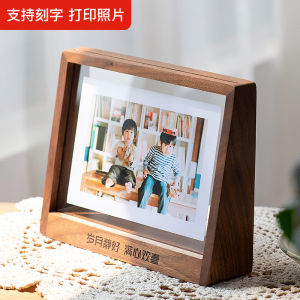 Black Walnut Solid Wood Picture Frame 6 7 8 Inch Custom Engraved Photo Album Couple Photo Frame Rectangle Japanese Style Home Decor
