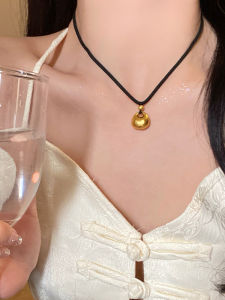 New Chinese Style Fat Fu Gold Pendant Necklace Womens Sweater Chain Jewelry Accessories Lockbone Chain Fu Character Necklace