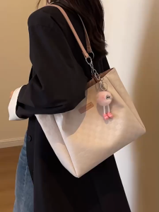 MOUSSON  กระเป๋าสะพายข้างแฟชั่นอารมณ์ผู้หญิงกระเป๋าโท้ทลำลองความจุขนาดใหญ่