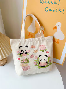 กระเป๋าผ้าใบ Canvas Tote Bag น่ารักสำหรับใส่ของกลางวัน กระเป๋าใส่ของเล็ก กระเป๋าใส่ของทานอาหาร กระเป๋าใส่ของที่ทำงานสำหรับผู้หญิง กระเป๋าใส่หนังสือสำหรับนักเรียน