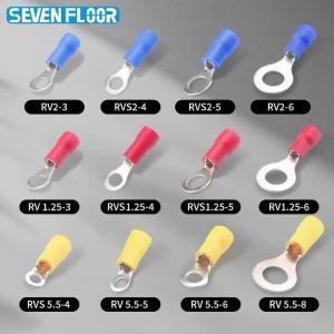 50Pcs Red Blue Yellow Ring Crimp Terminal Insulated Electric Cable Wire Connector 22-16AWG
