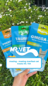 Mr. Vet - Camilan Kucing Mr.Vet 60g - Omega 3 Prebiotik dan Taurine Snack Kucing Mr Vet Creamy Snack Kucing 60 gram (4x15g)