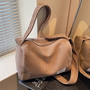 Large Capacity Corduroy Canvas Womens Bag Single Shoulder Bag Versatile Wide Strap Slant Cross Pillow Bag Designer GBP