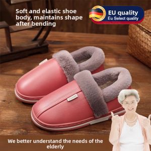 MONLEYTA | Anti-Slip Cotton Slippers For Elderly Men And Women Home Use Warmth Waterproof Full Cover Heel Rubber TPR Bottom Casual Style