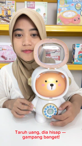 Mainan Anak BEAR ASTRONAUT PIGGY BANK Celengan Rocket Fingerprint Pass