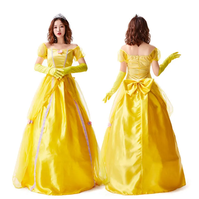 Adult Bell Princess Dress Stage Performance Disney Cinderella Elsa Anna  Halloween Cos Annual Meeting Costume