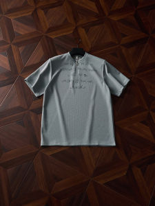 ZHUOCAN | Alphabet Print Half-Zip Male T-Shirt Summer Relaxed Stylish Breathable