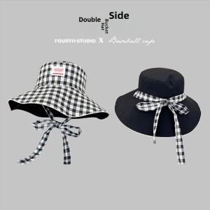 Korean Style Plaid Sun Protection Fisherman Hat