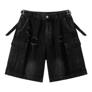 Coca-Cola | Quần Jeans Short Phong Cách Casual Đã Tẩy Màu và Rách cho Nam