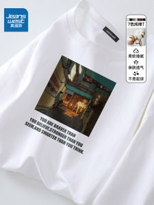 True Weave Long Sleeve T-Shirt Mens Winter 2024 American Heavyweight Print Couple Match round Neck Top Mens Fashion Cotton