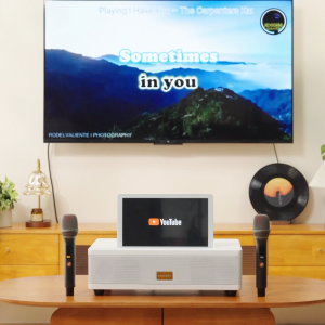 InAndOn M6 All-in-One Home Karaoke Set Jukebox KTV System 12.2" Touchscreen 800W Speaker Set Karaoke Bluetooth UHF Mics 650K Online Songs Built-in YouTube Support USB Plug & Play Family KTV Karaoke Machine Karaoke 点歌机