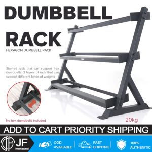 JF Dumbbell Stand 3 Layers Hexagon Dumbbell rack Three layers Dumbbell Storage Rack 3 layers Dumbbell Rack Storage Home Gym Rack 8 IN 1 High Load Bearing 230KG Weight Training Enthusiast