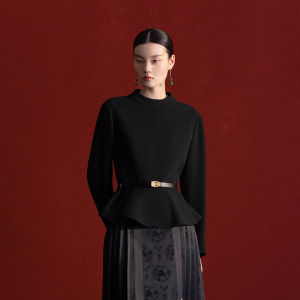 Flounce Ruffle Fitted Waist Womens Shirt
