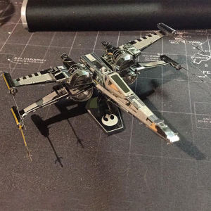 Metallic DIY X-Wing Fighter Assembly Model