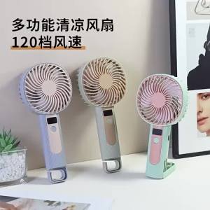 Quạt Cầm Tay Màn Hình Kỹ Thuật Số Có Thể Sạc Lại USB Quạt Để Bàn Mini Di Động 2 Trong 1 Với 120 Cấp Độ Tốc Độ Quạt Điều Hòa Không Khí Di Động