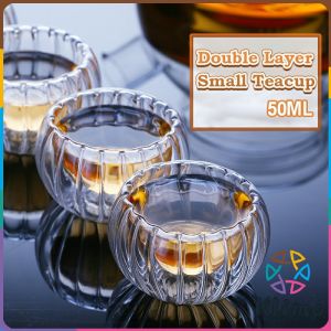 KLIMO Tea Cup Transparent Double Layer Small Tea Cup Thickened Glass Small Tea Cup 50ml