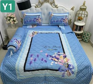 Bộ Drap mền + áo gối ( 5 món) thun Ý 5D Cao Cấp mát lạnh thấm hút tốt