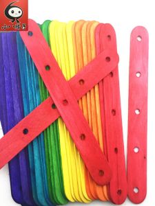 Colorful Ice Cream Stick Craft Sticks with Hole for Children DIY Educational Material Building Blocks Assembly Model Toys