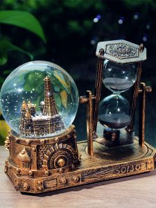 Retro Sand Clock Timer Snowflake Crystal Ball Music Box Birthday Gift Girl Creative Artistic Gift Practical