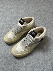 ROKIT HNLY CLN Khaki Mid-Top Mens Shoes Suede Patchwork Leather Retro Versatile Casual Board Shoes Fashionable Youth Trend