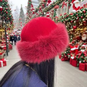 New Fluffy Fur Bucket Hat For Women Plush Fisherman Hat Warm Womens Winter Hat Thicken Cold Snowy Day Panama Cap Chrismas Gifts