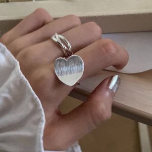 anenjery | ANENJERY Simple Love Heart Rings for Women Trendy Niche Design Open Ring Party Jewelry Girls Birthday anillos Gift