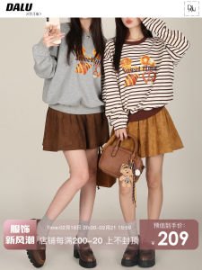 Classic Versatile Suede Pleated Skirt Half-length Multi-functional Korean Style Natural Waist Polyester Spandex Blend Short A-line Pure Color