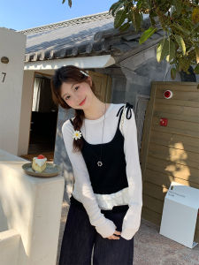 Gray Base Layer Shirt Womens Inner Wear 2025 Autumn New Style Layered Wear Strap Knitted Top Korean Style Straight Cut