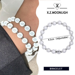 X.z.moonligh ลูกปัดสตรีมมิ่งลูกปัดสะท้อนแสงลูกปัดไข่มุกสวยงามทันสมัยและหลากหลายกำไลคู่