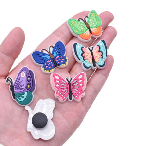 Colorful Butterfly 10-100pcs Shoes Charms PVC Shoe Bag Accessories For Clogs Sandals Decoration Buckle Kids Gifts