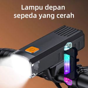 Lampu Sepeda Depan Belakang 1 Set  Led Super Terang Usb Rechargeable Tahan Air