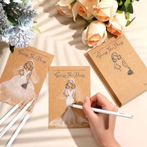 Guess The Dress Game Kraft Paper Cards Bridal Shower Drawing Game Cards With Pencils for Bachelorette Wedding Party Supplies