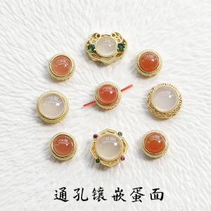 Natural South Red Gold Plated Copper Inlaid Beads: DIY Necklace & Bracelet Accessories