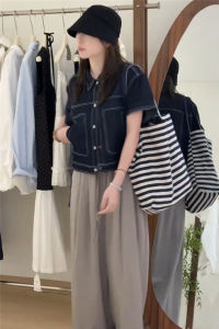 SHIMO | Short Retro Loose Womens Denim Shirt