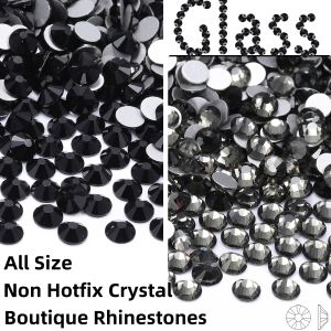 Black Series Glass Flatbase Rhinestones For Needlework SS3-SS60 Non Hotfi Boutique Crystal For Nail Art Crafts DIY Deco Parts