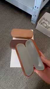 กล่องใส่แว่นตา กล่องแว่นตา หนังPUลายไม้ Glasses case กล่องแว่นตาแฟชั่น กล่องของขวัญ