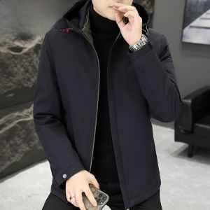 HENGYUANXIANG | Hengyuanxiang Mens Thickened Down Jacket White Duck Hooded Casual Business Winter Coat Warm Fashionable Urban Style 2023