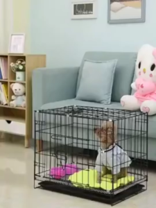 Foldable Dog Cage with Poop Tray Heavy Duty Pet Cage for Dog Cat Puppy Rabbit Roof Design 13.7"/19.7"/23.6"/27.5"